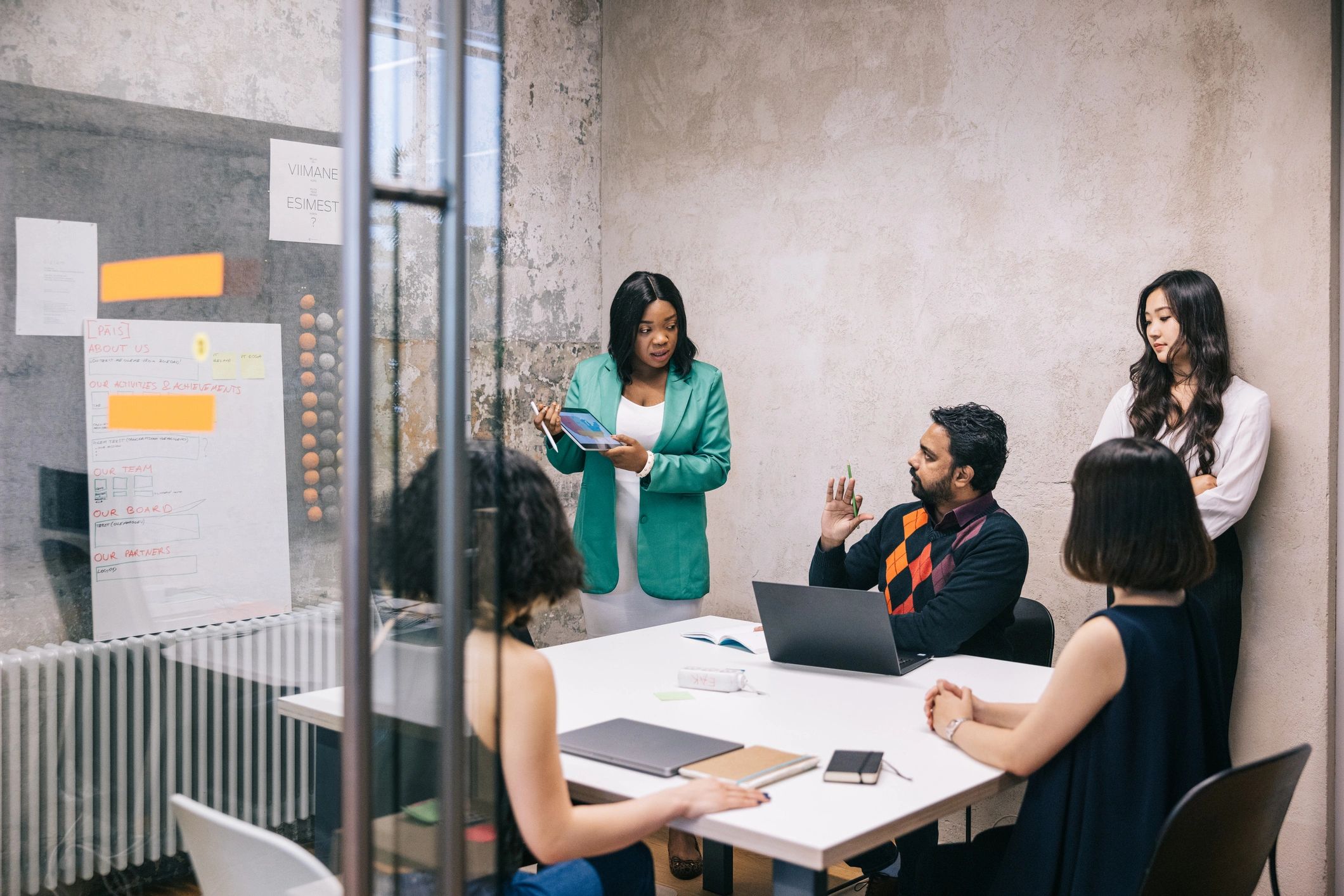 About Marketing professionals collaborating in a modern office